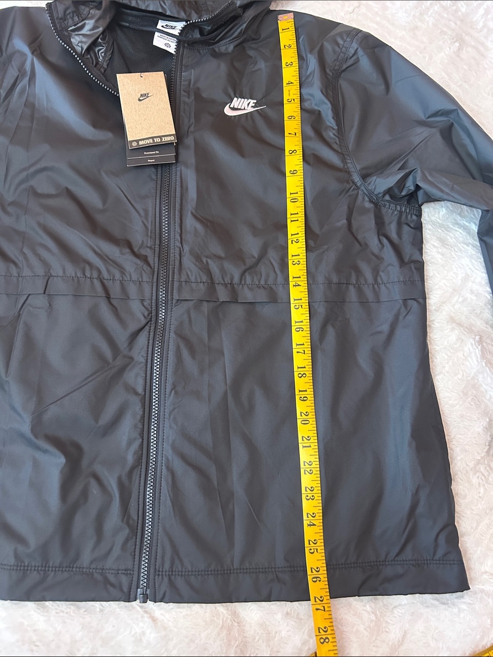 Nike Black Hooded Windbreaker Jacket with White Swoosh - Picture 12 of 16
